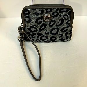Coach Metallic Cheetah Print Wristlet. NWOT.